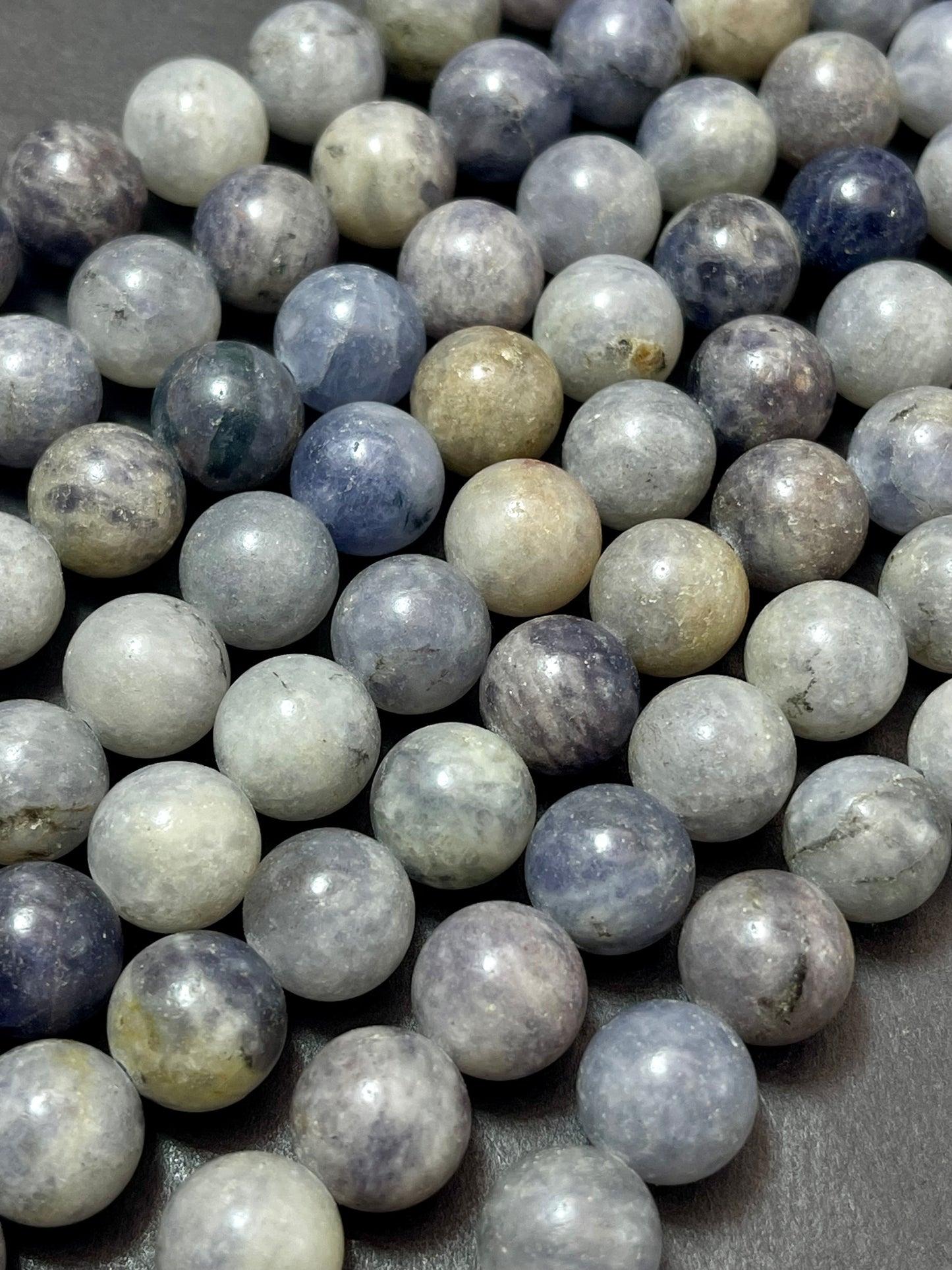 Natural iolite gemstone bead. 6mm 8mm 10mm round bead. Gorgeous natural gray purple blue color. Iolite gemstone bead. Loose bead!