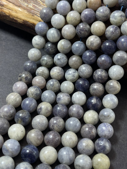 Natural iolite gemstone bead. 6mm 8mm 10mm round bead. Gorgeous natural gray purple blue color. Iolite gemstone bead. Loose bead!