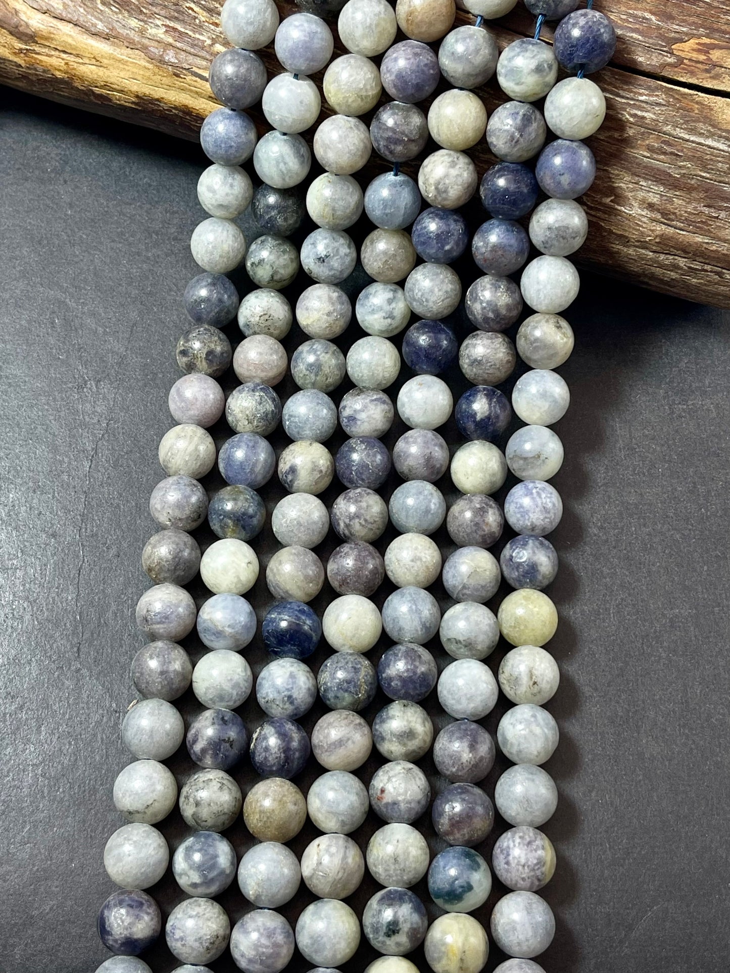 Natural iolite gemstone bead. 6mm 8mm 10mm round bead. Gorgeous natural gray purple blue color. Iolite gemstone bead. Loose bead!