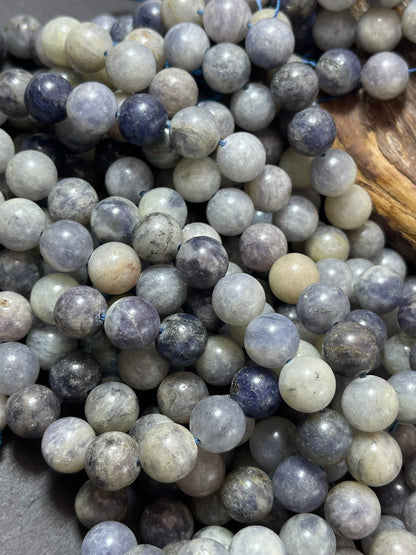 Natural iolite gemstone bead. 6mm 8mm 10mm round bead. Gorgeous natural gray purple blue color. Iolite gemstone bead. Loose bead!