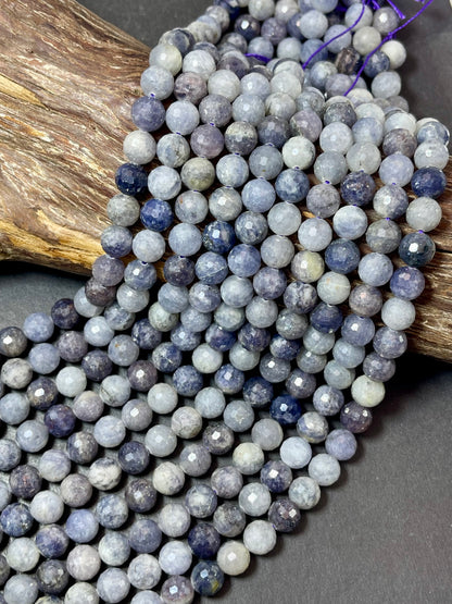 AAA Natural Iolite Gemstone Bead. Faceted 6mm 8mm 10mm round bead. Gorgeous purple gray blue natural color iolite gemstone bead. Loose bead