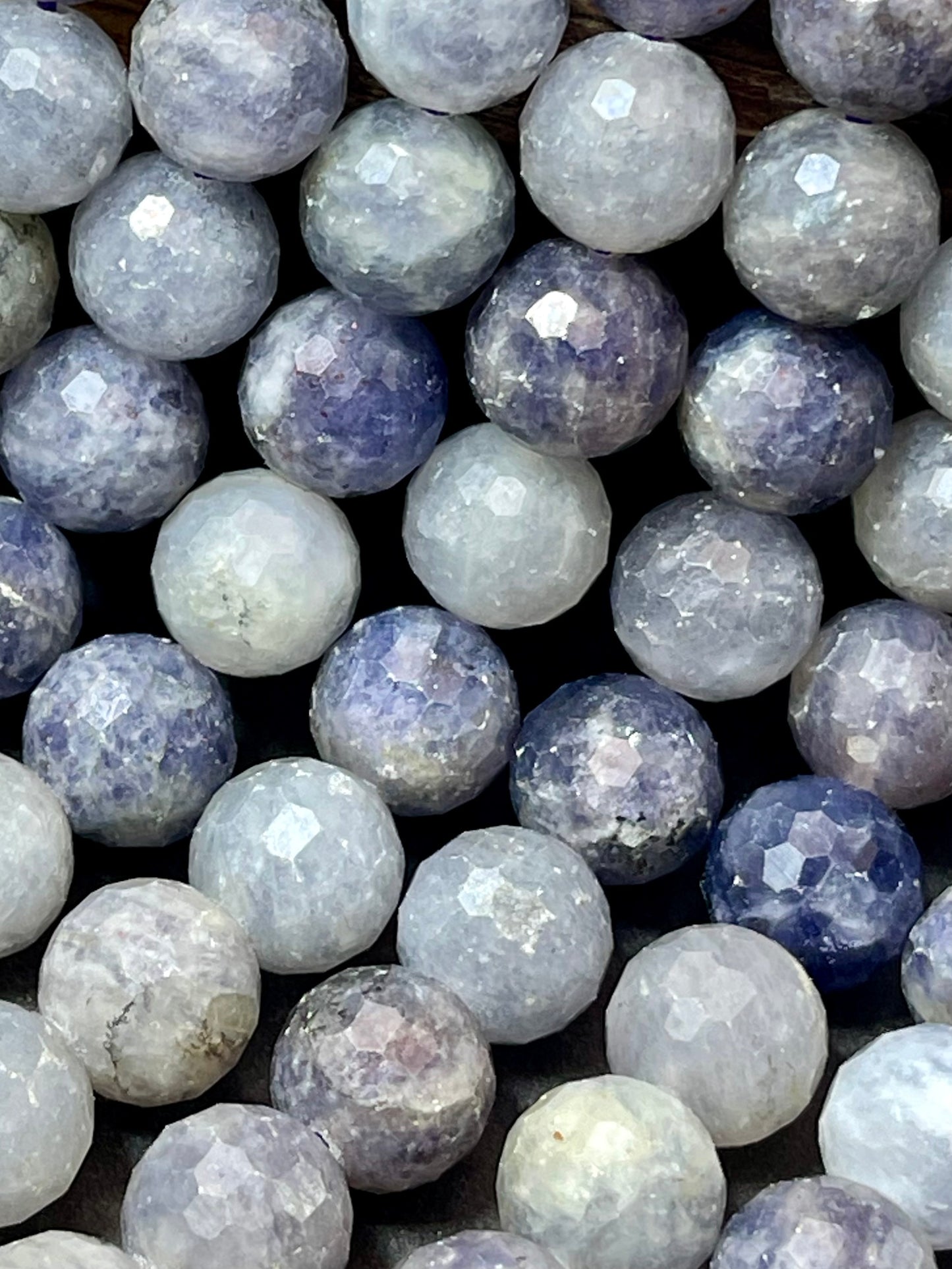 AAA Natural Iolite Gemstone Bead. Faceted 6mm 8mm 10mm round bead. Gorgeous purple gray blue natural color iolite gemstone bead. Loose bead