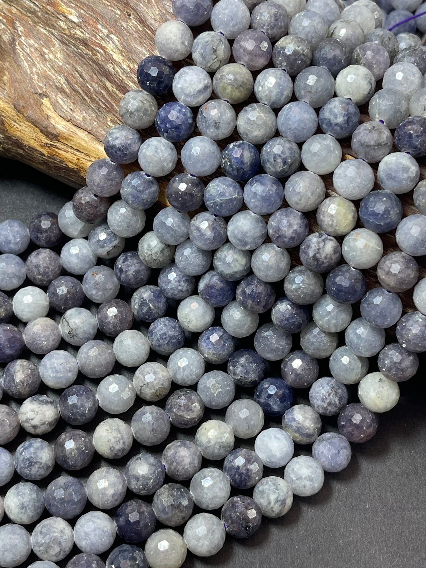 AAA Natural Iolite Gemstone Bead. Faceted 6mm 8mm 10mm round bead. Gorgeous purple gray blue natural color iolite gemstone bead. Loose bead