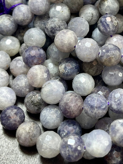 AAA Natural Iolite Gemstone Bead. Faceted 6mm 8mm 10mm round bead. Gorgeous purple gray blue natural color iolite gemstone bead. Loose bead