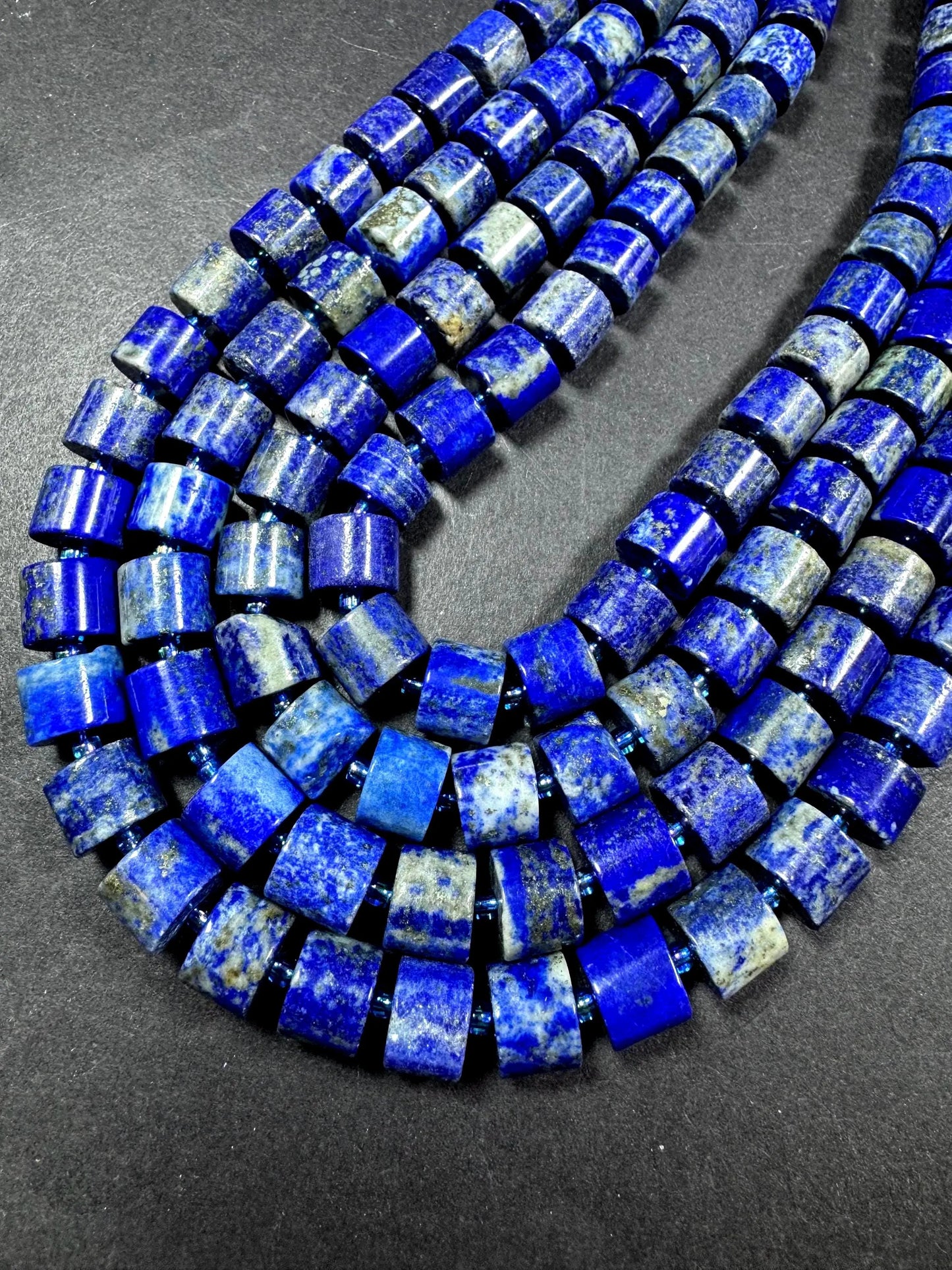 Natural Lapis Lazuli gemstone bead. gorgeous natural blue color. Not treated. Full strand 15.5”