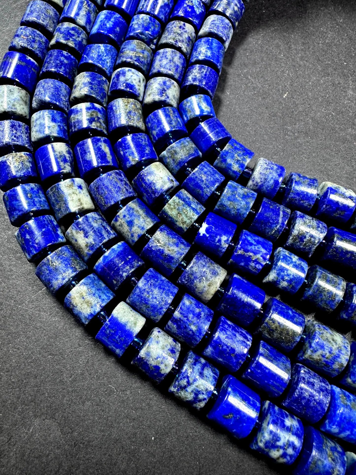 Natural Lapis Lazuli gemstone bead. gorgeous natural blue color. Not treated. Full strand 15.5”