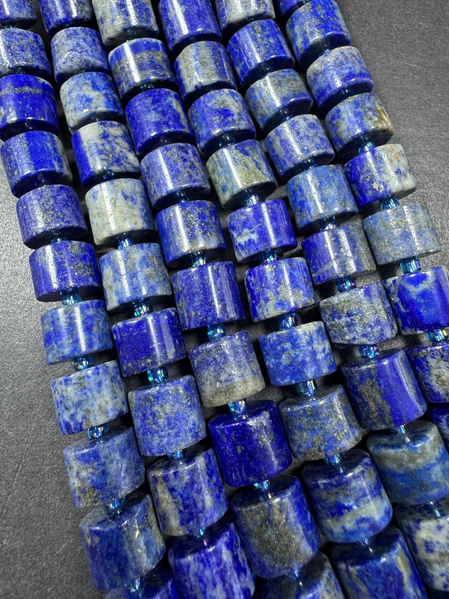 Natural Lapis Lazuli gemstone bead. gorgeous natural blue color. Not treated. Full strand 15.5”