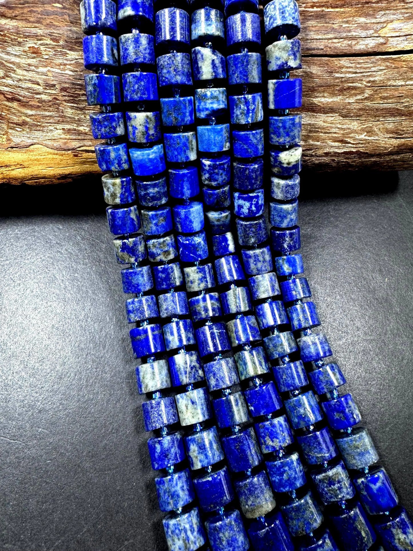 Natural Lapis Lazuli gemstone bead. gorgeous natural blue color. Not treated. Full strand 15.5”
