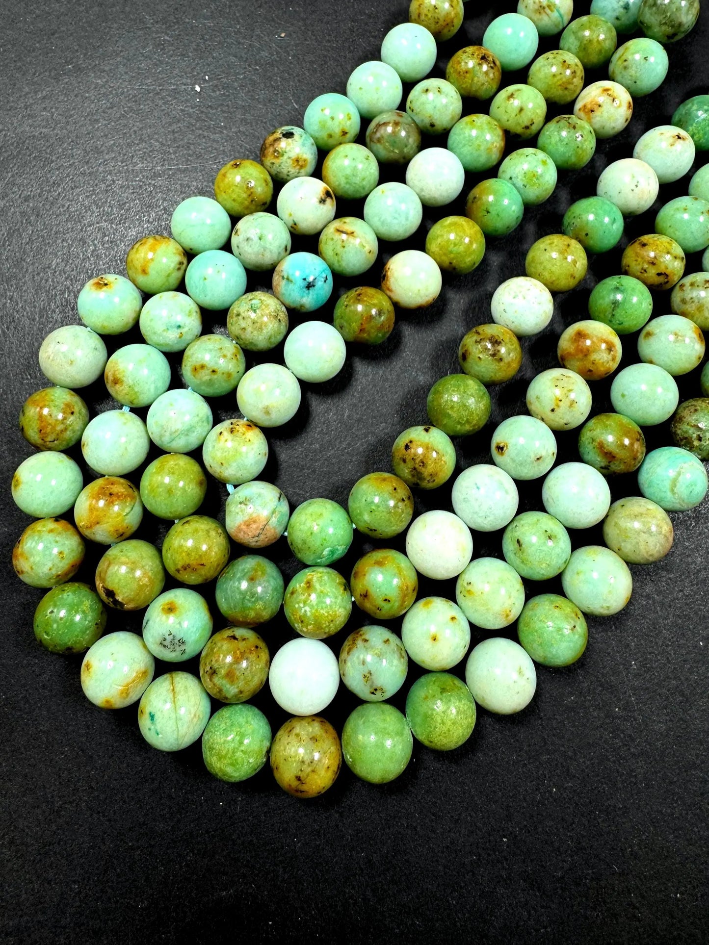 Natural Mongolia turquoise gemstone bead. 6mm 8mm 10mm smooth round bead. Excellent quality. full strand 15.5”