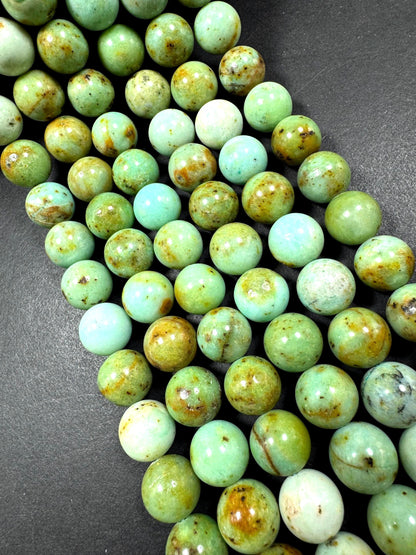 Natural Mongolia turquoise gemstone bead. 6mm 8mm 10mm smooth round bead. Excellent quality. full strand 15.5”