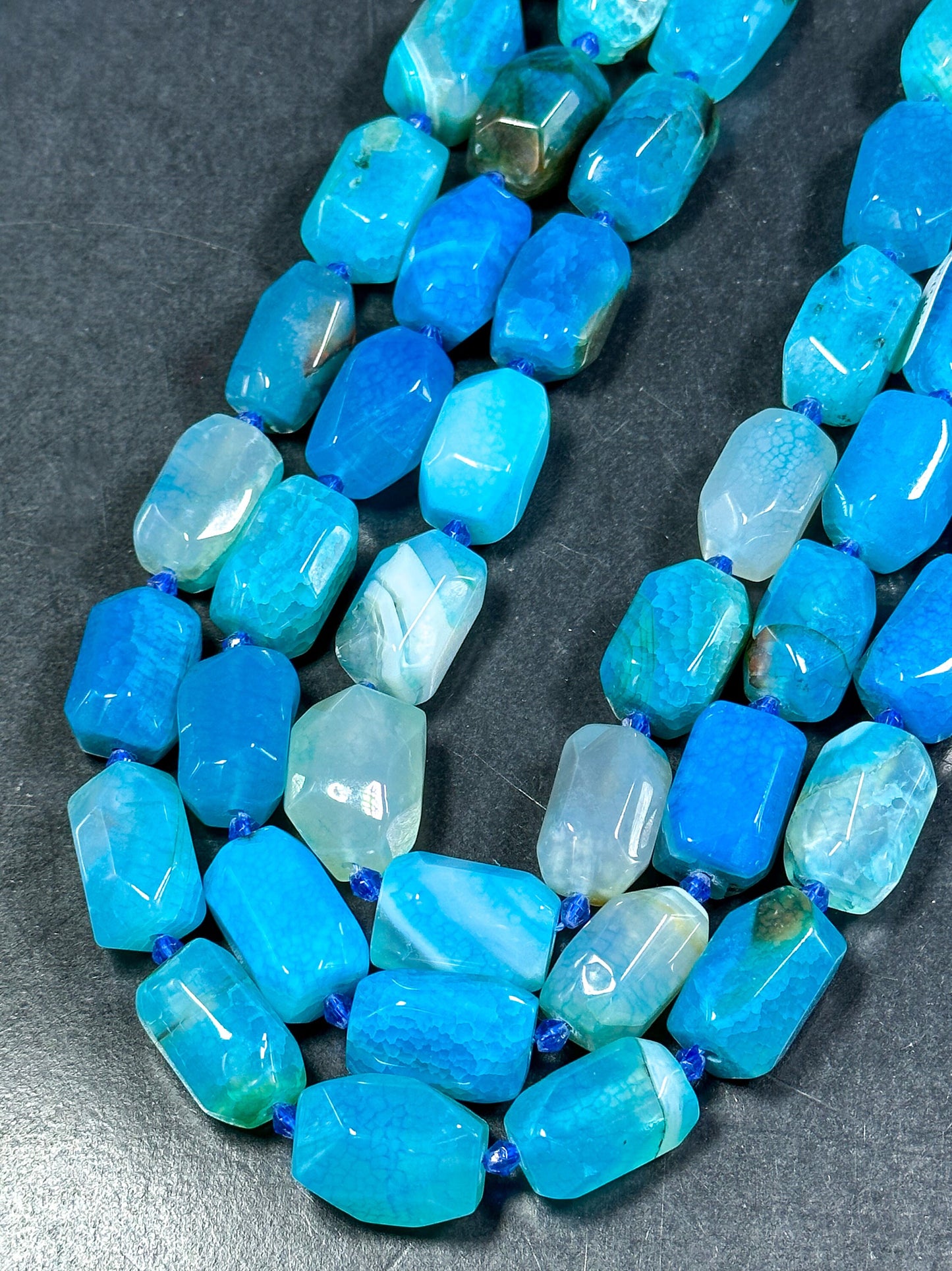 NATURAL Blue Agate Gemstone Bead Faceted 20x13mm Barrel Shape Bead, Beautiful Blue Color Agate Gemstone Bead, Agate Beads Full Strand 15.5"