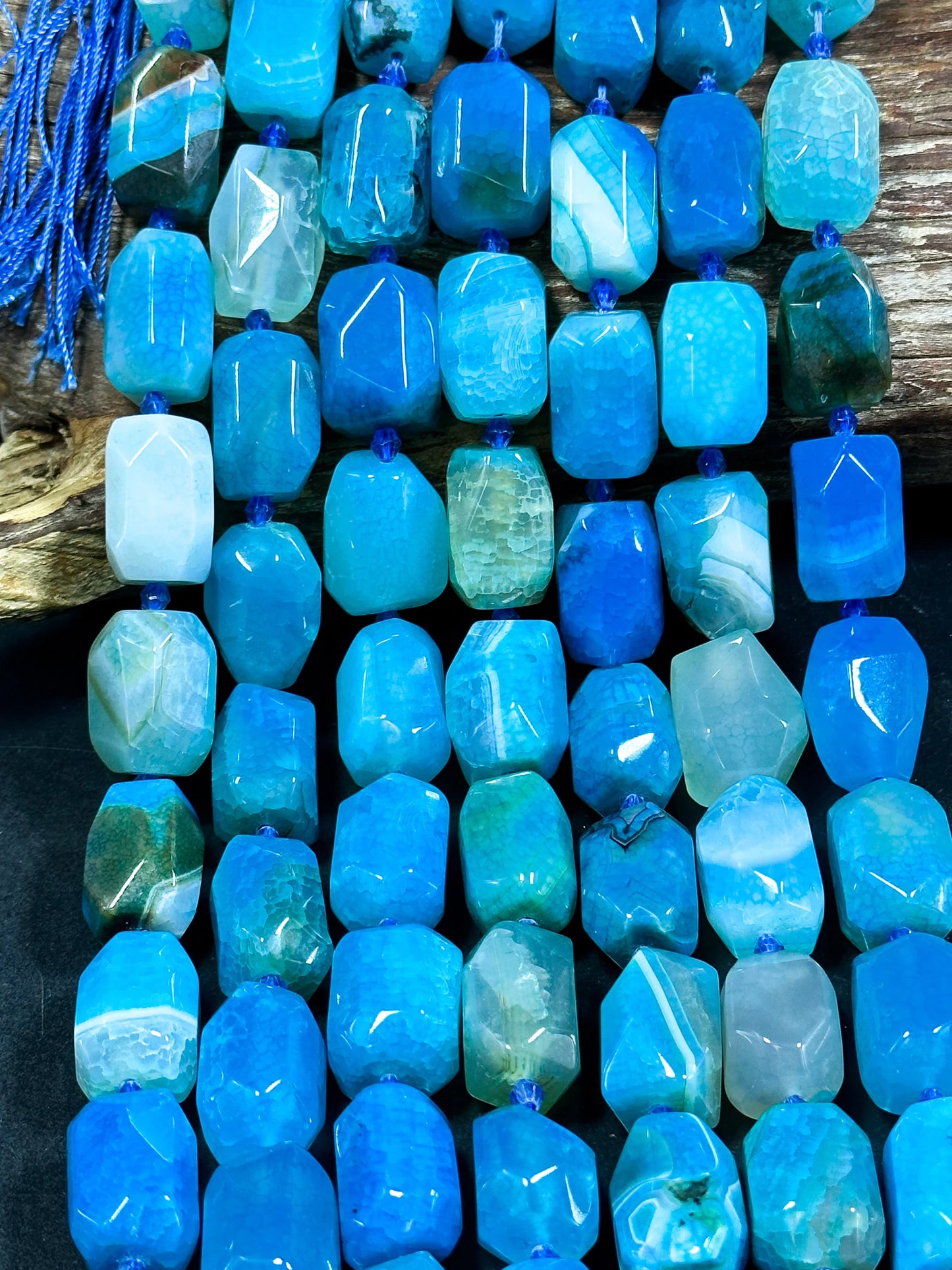 NATURAL Blue Agate Gemstone Bead Faceted 20x13mm Barrel Shape Bead, Beautiful Blue Color Agate Gemstone Bead, Agate Beads Full Strand 15.5"