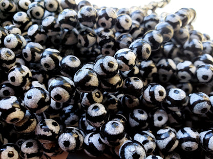 NATURAL Gemstone Hand Painted Agate, 6,8,10mm, Round Shape, Full Strand 16" Great for making JEWELRY! Not treated in anyway! AAA Quality!