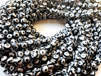 NATURAL Gemstone Hand Painted Agate, 6,8,10mm, Round Shape, Full Strand 16" Great for making JEWELRY! Not treated in anyway! AAA Quality!