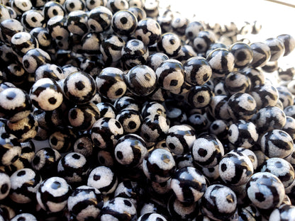 NATURAL Gemstone Hand Painted Agate, 6,8,10mm, Round Shape, Full Strand 16" Great for making JEWELRY! Not treated in anyway! AAA Quality!