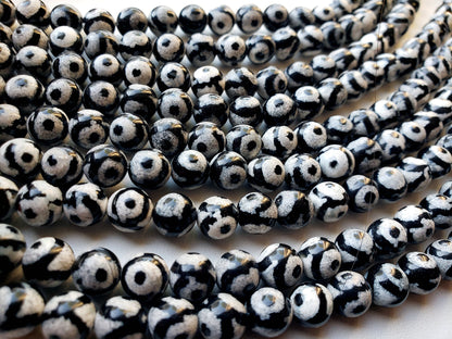 NATURAL Gemstone Hand Painted Agate, 6,8,10mm, Round Shape, Full Strand 16" Great for making JEWELRY! Not treated in anyway! AAA Quality!