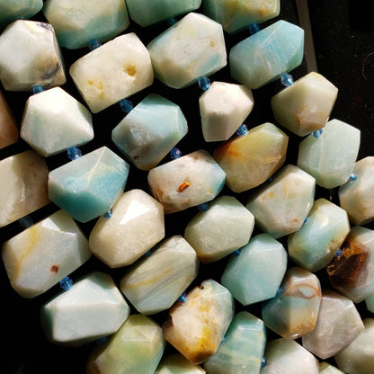 Natural Amazonite 24x15mm Nugget Shape Full Strand 16" Gorgeous Light Turquoise Color Great for Jewelry Making