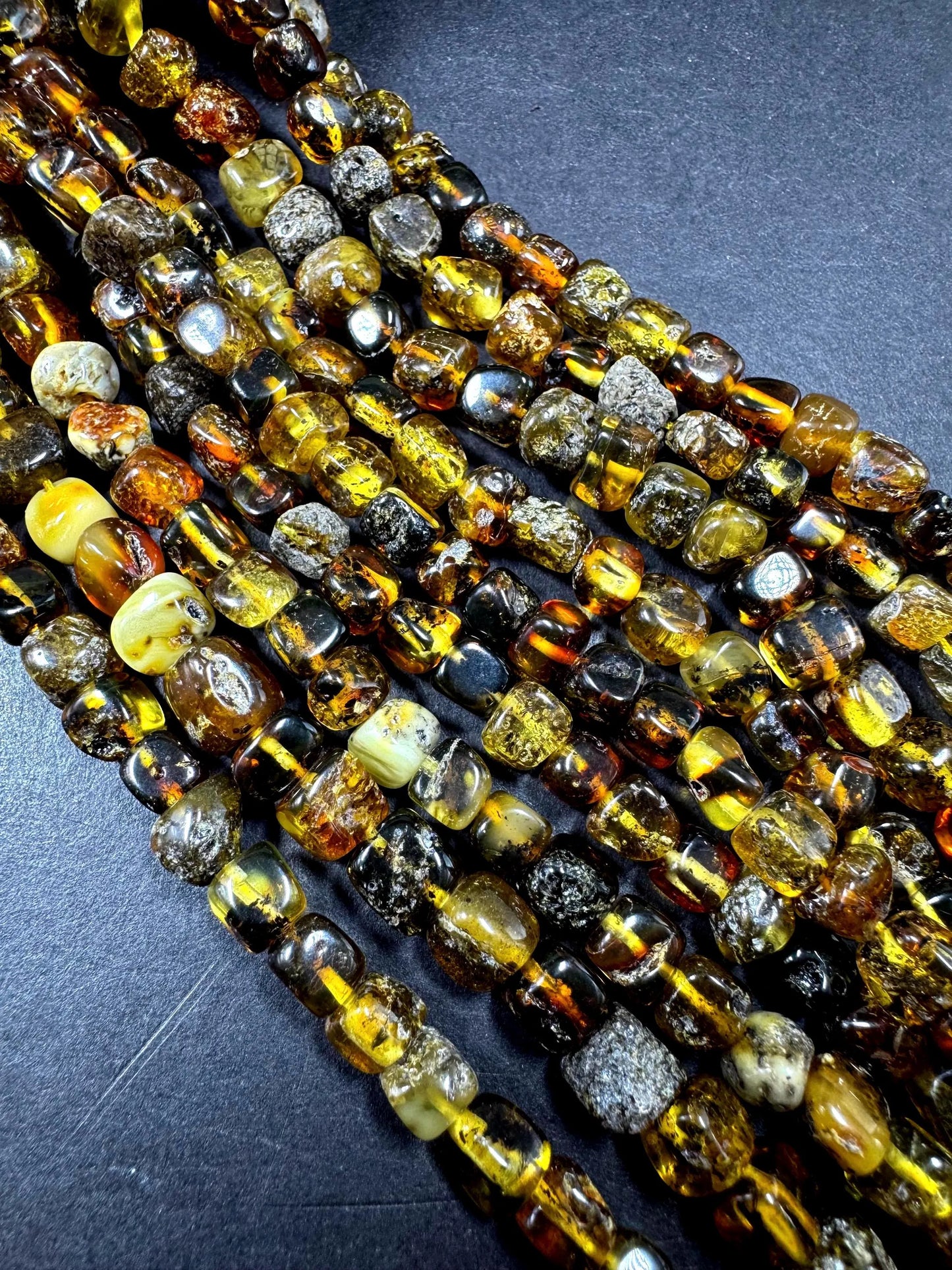 Natural Baltic Gold Gemstone Bead 7-8mm freedom cube shape . Beautiful Natural Dark Yellow Brown Color . Full Strand 15.5"