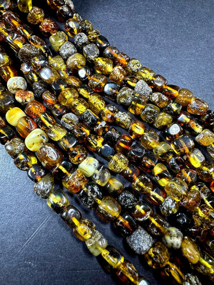 Natural Baltic Gold Gemstone Bead 7-8mm freedom cube shape . Beautiful Natural Dark Yellow Brown Color . Full Strand 15.5"