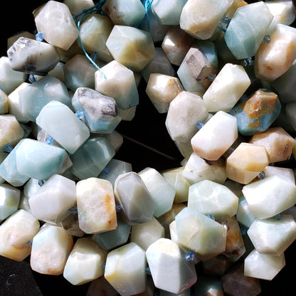 Natural Amazonite 24x15mm Nugget Shape Full Strand 16" Gorgeous Light Turquoise Color Great for Jewelry Making