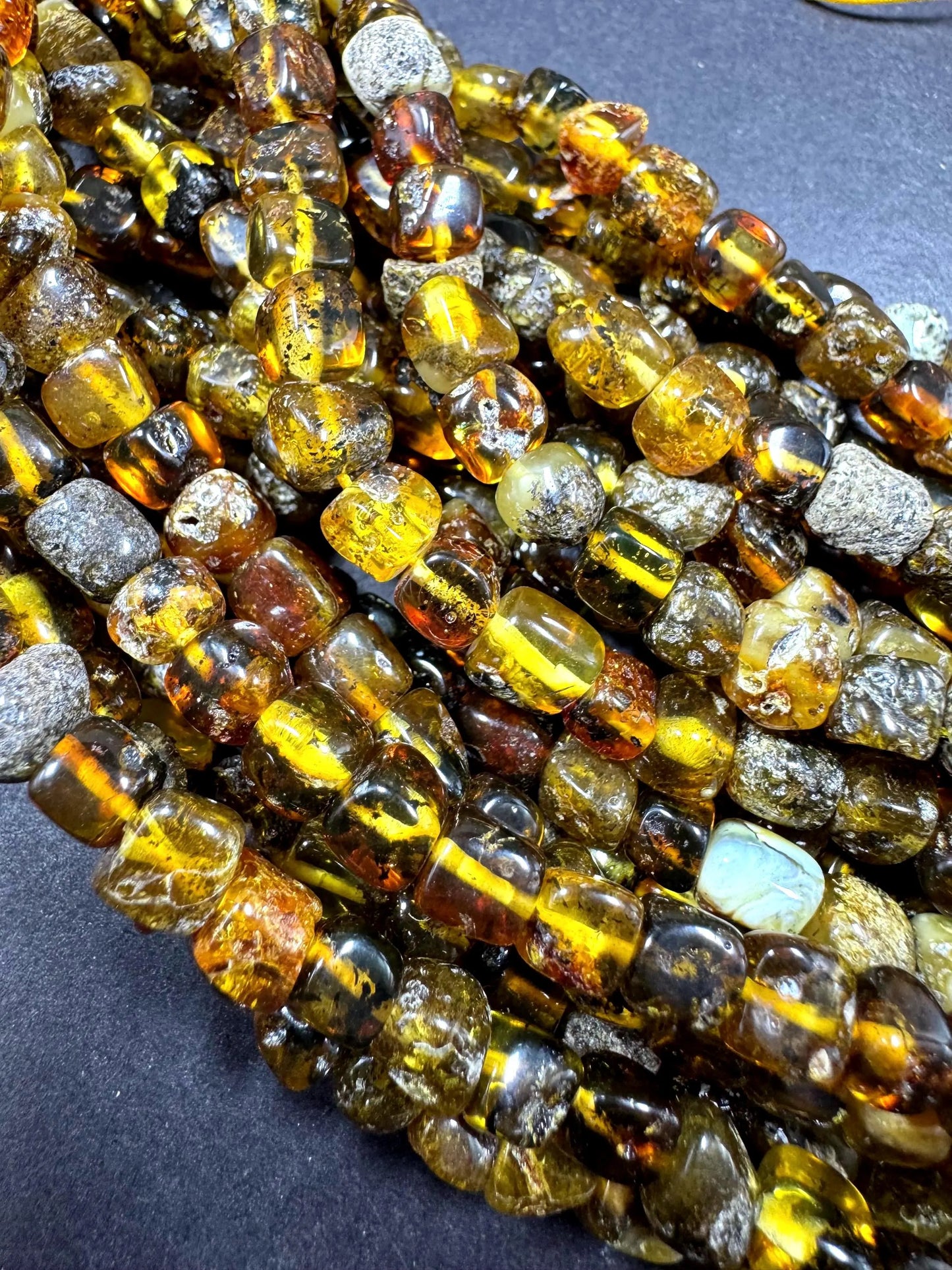 Natural Baltic Gold Gemstone Bead 7-8mm freedom cube shape . Beautiful Natural Dark Yellow Brown Color . Full Strand 15.5"