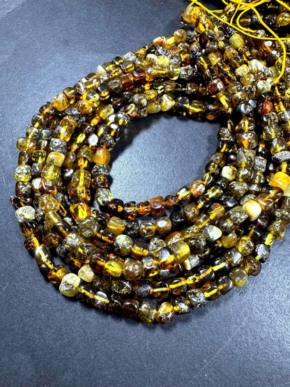 Natural Baltic Gold Gemstone Bead 7-8mm freedom cube shape . Beautiful Natural Dark Yellow Brown Color . Full Strand 15.5"