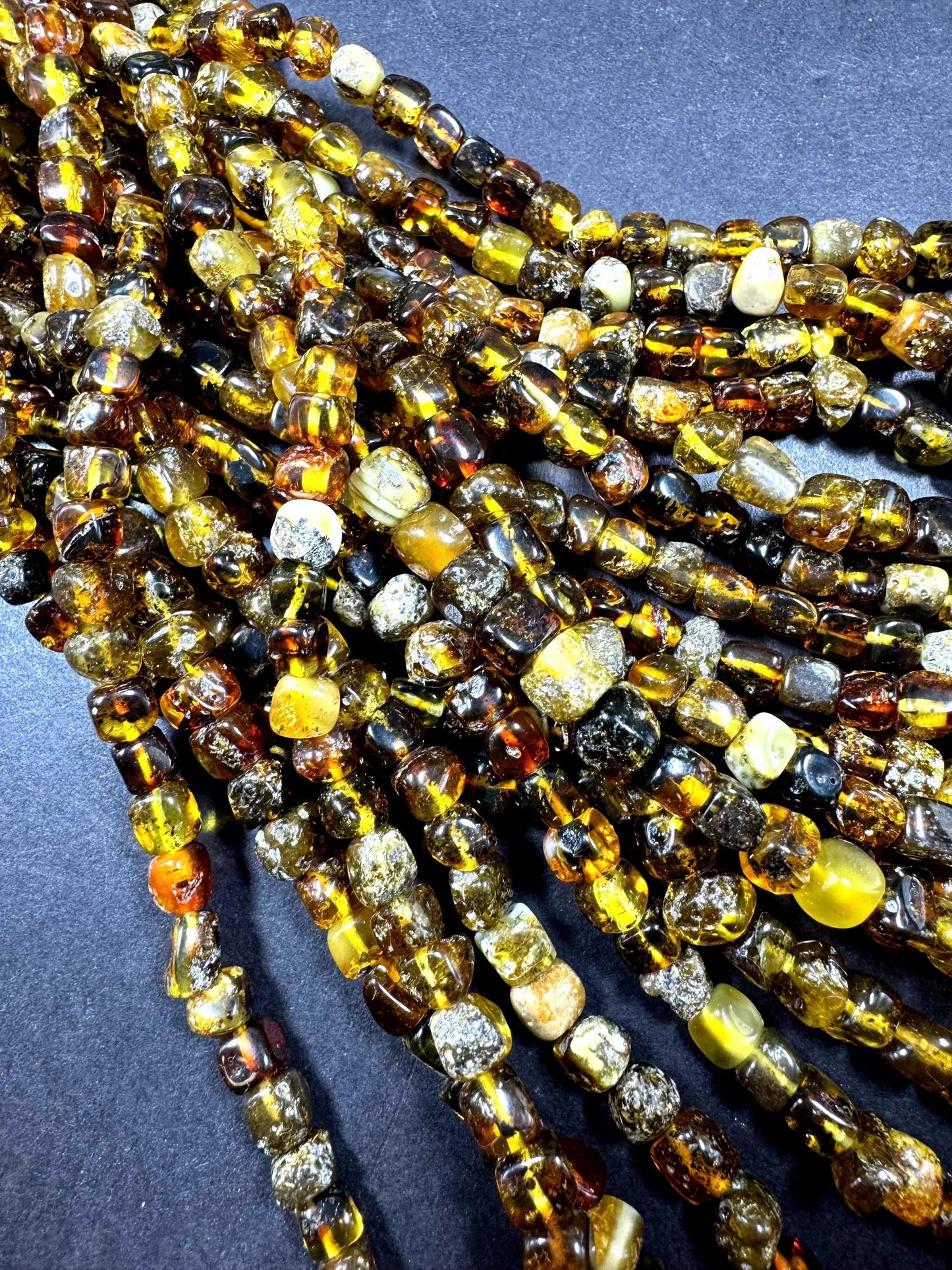 Natural Baltic Gold Gemstone Bead 7-8mm freedom cube shape . Beautiful Natural Dark Yellow Brown Color . Full Strand 15.5"