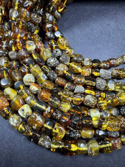 Natural Baltic Gold Gemstone Bead 7-8mm freedom cube shape . Beautiful Natural Dark Yellow Brown Color . Full Strand 15.5"