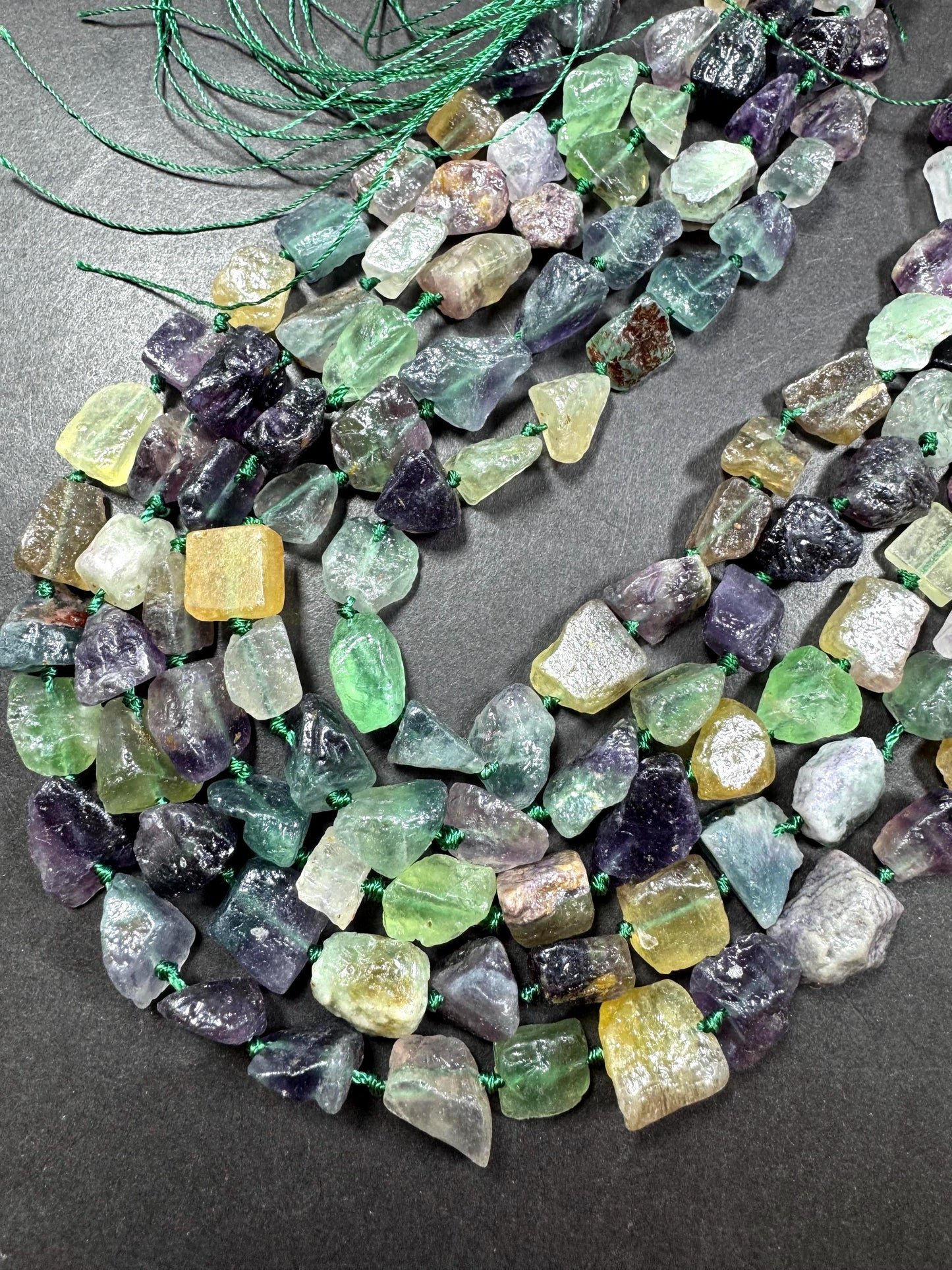Natural fluorite gemstone bead. Taw matte nugget shape . gorgeous Natural color . Excellent quality. full strand 15.5