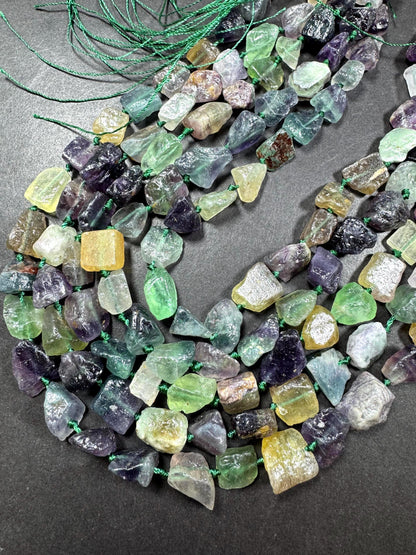 Natural fluorite gemstone bead. Taw matte nugget shape . gorgeous Natural color . Excellent quality. full strand 15.5