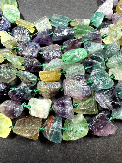 Natural fluorite gemstone bead. Taw matte nugget shape . gorgeous Natural color . Excellent quality. full strand 15.5