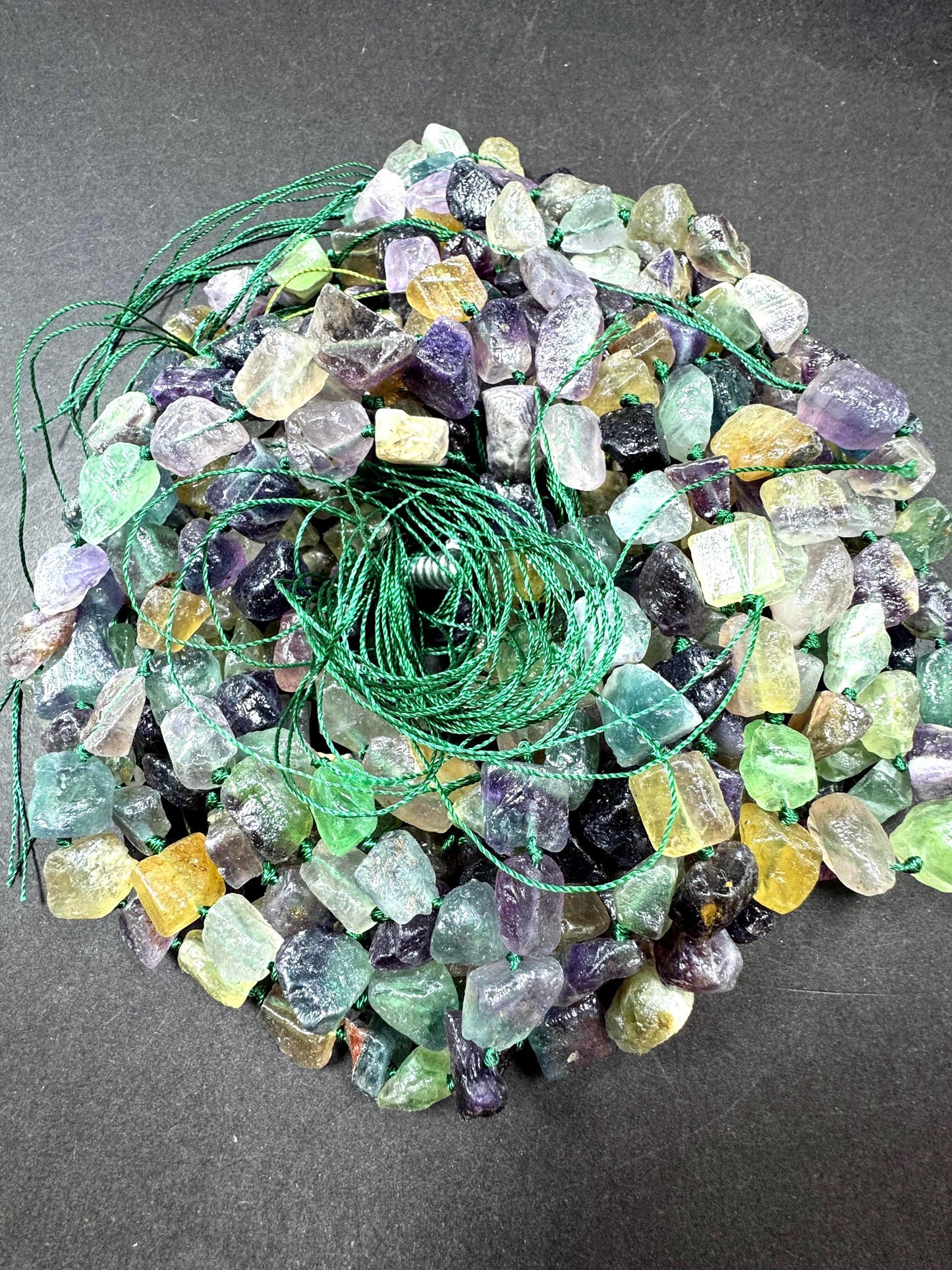 Natural fluorite gemstone bead. Taw matte nugget shape . gorgeous Natural color . Excellent quality. full strand 15.5