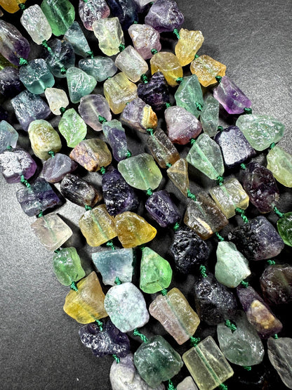 Natural fluorite gemstone bead. Taw matte nugget shape . gorgeous Natural color . Excellent quality. full strand 15.5