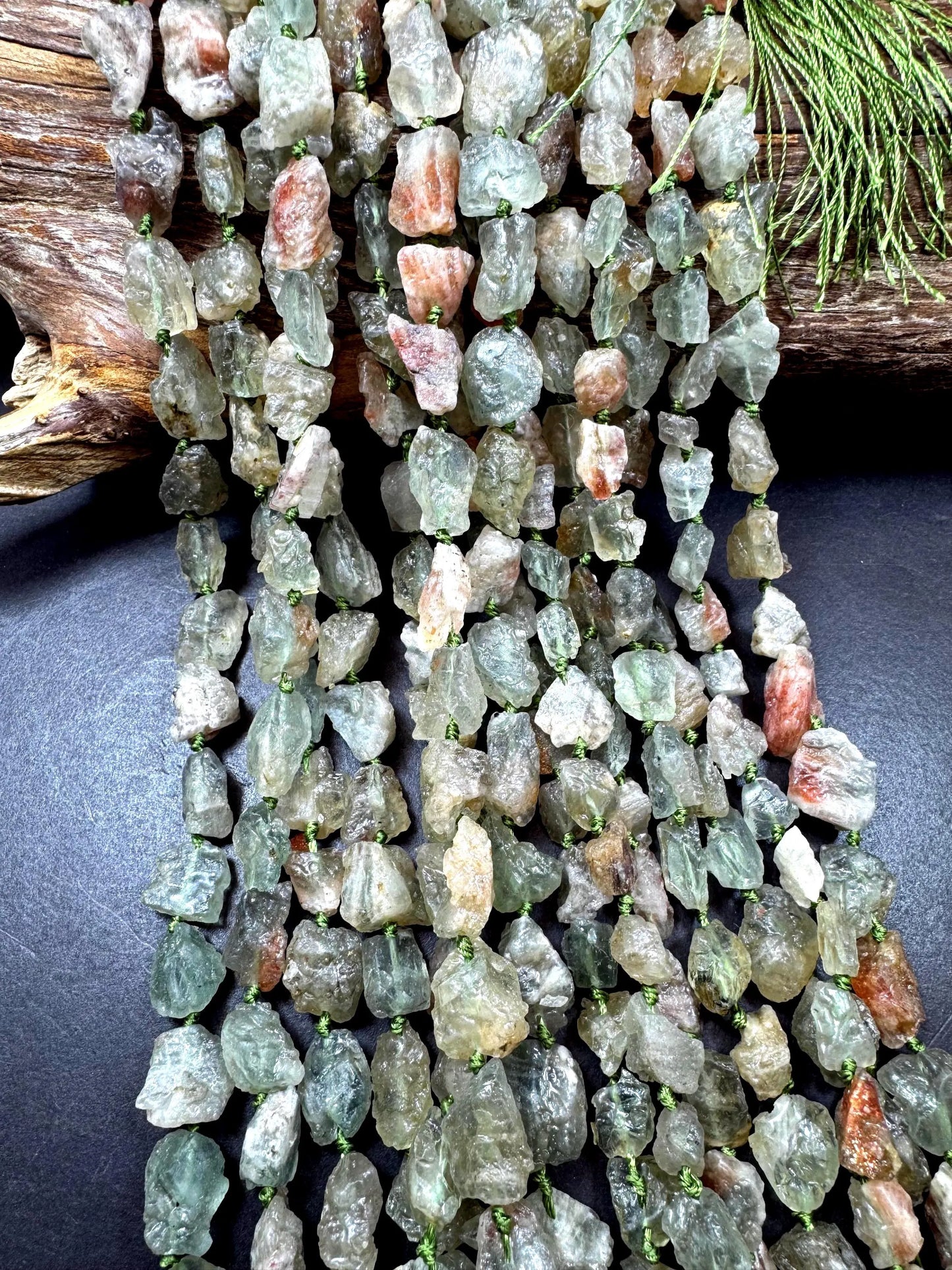 Natural green calcite gemstone bead. Taw matte nugget shape . gorgeous Natural color . Excellent quality. full strand 15.5