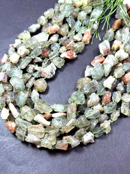 Natural green calcite gemstone bead. Taw matte nugget shape . gorgeous Natural color . Excellent quality. full strand 15.5