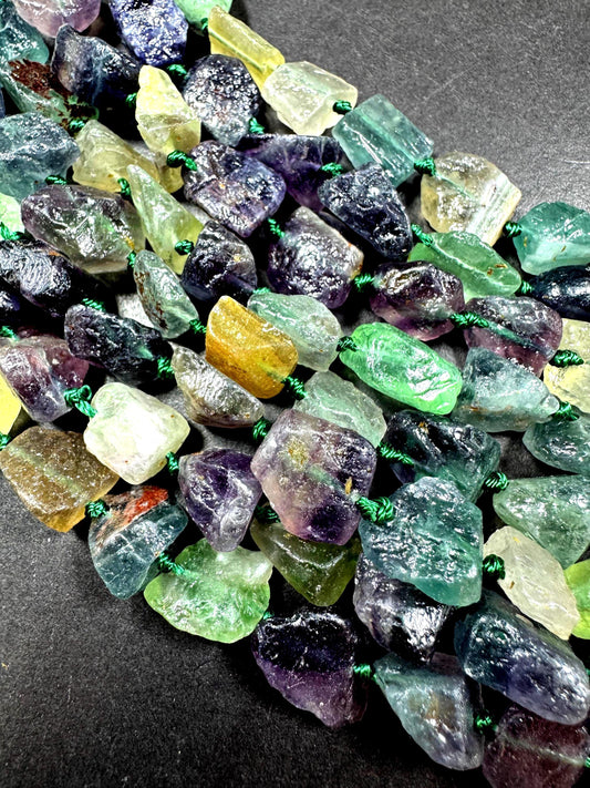 Natural fluorite gemstone bead. Taw matte nugget shape . gorgeous Natural color . Excellent quality. full strand 15.5