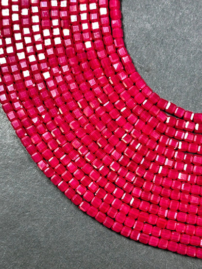 AAA Natural Red Ruby Gemstone Bead Faceted 2mm Cube Shape Beads, Beautiful Natural Red Ruby Stone Beads, Excellent Quality Full Strand 15.5"