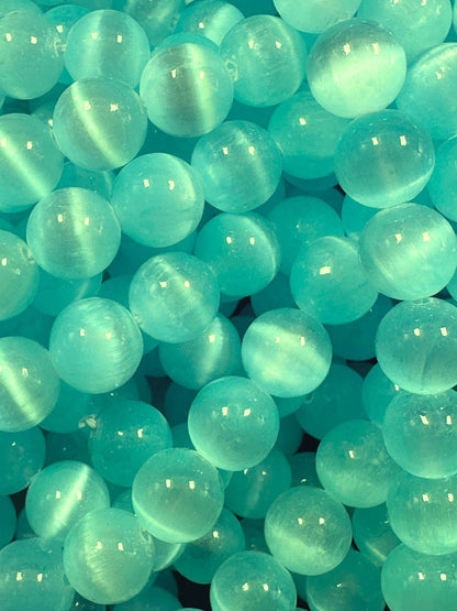 Natural Aqua Blue Selenite Round Shape Bead. 6mm 8mm 10mm, Gorgeous Aqua Blue Color Great Quality 15.5"
