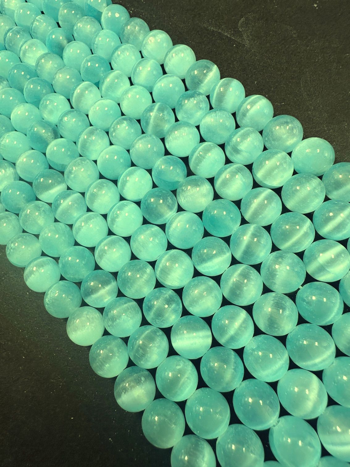 Natural Aqua Blue Selenite Round Shape Bead. 6mm 8mm 10mm, Gorgeous Aqua Blue Color Great Quality 15.5"