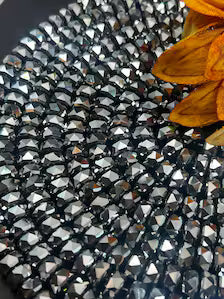 Metallic Silver great quality. Beautiful Chinese crystal faceted Rondelle shape. 10x6mm Full strand.
