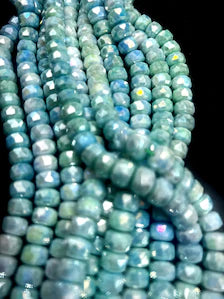 Aqua Glass blue swirl fancy faceted. Unique Chinese crystal Rondelle Beads. 6x10mm