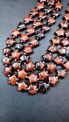 Natural  Mahogany Obsidian gemstone bead . Natural color not treated ! Excellent quality . Unique start shape . Full strand .15.5”