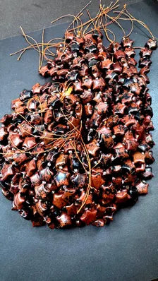 Natural  Mahogany Obsidian gemstone bead . Natural color not treated ! Excellent quality . Unique start shape . Full strand .15.5”