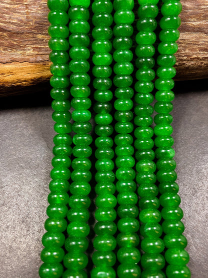 NATURAL Green Jade Gemstone Bead 10x6mm Rondelle Shape Bead, Beautiful Green Color Jade Gemstone Beads, Great Quality Bead Full Strand 15.5"