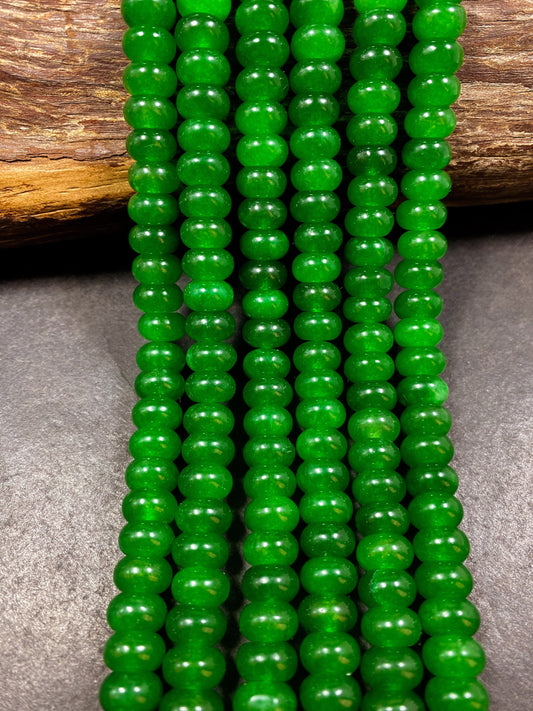 NATURAL Green Jade Gemstone Bead 10x6mm Rondelle Shape Bead, Beautiful Green Color Jade Gemstone Beads, Great Quality Bead Full Strand 15.5"
