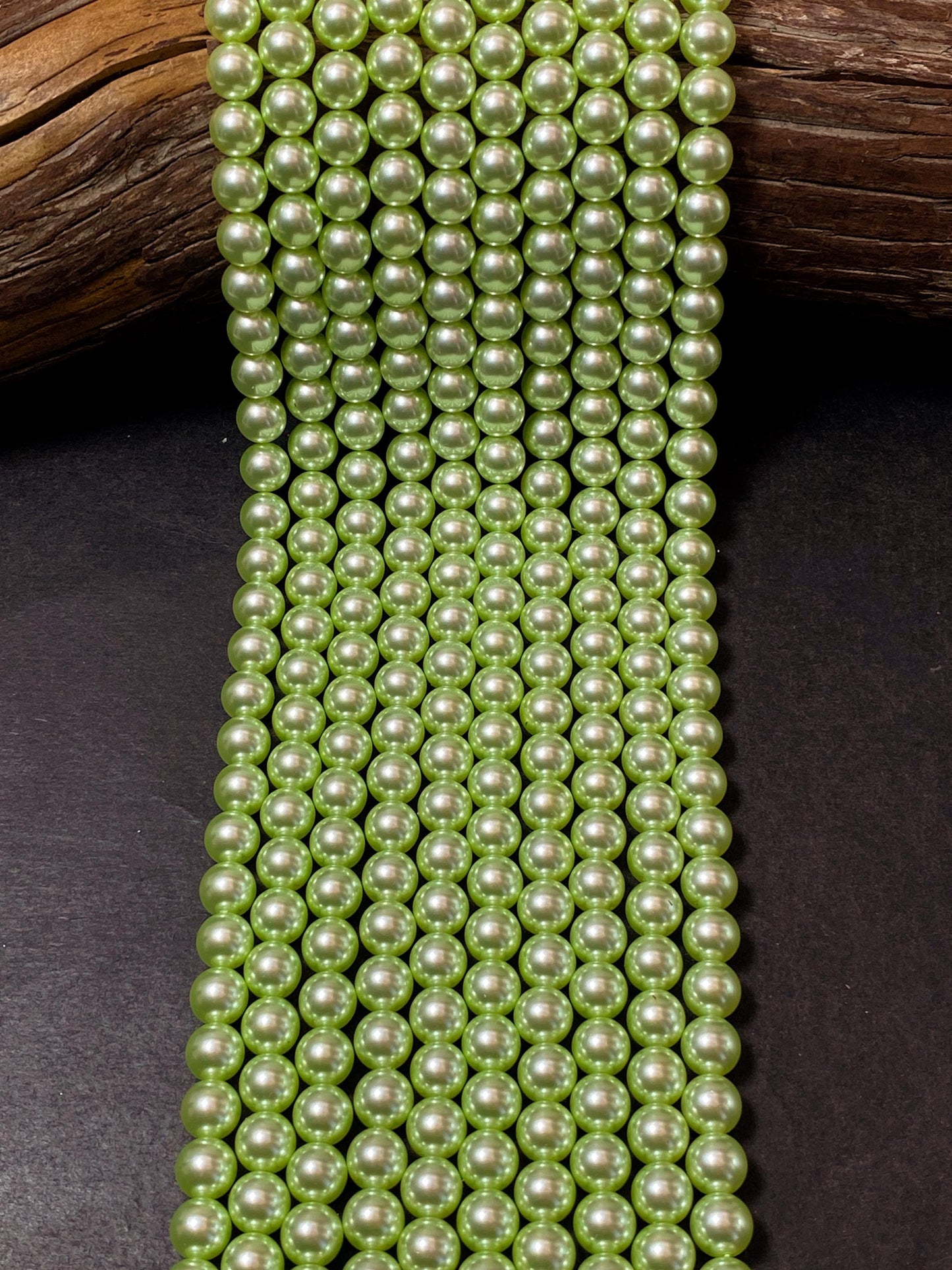 Chinese Swarovski Pearl Crystal Beads 4mm 6mm 8mm 10mm 12mm Round Bead, Beautiful Green Swarovski Crystal Pearl 15.5"