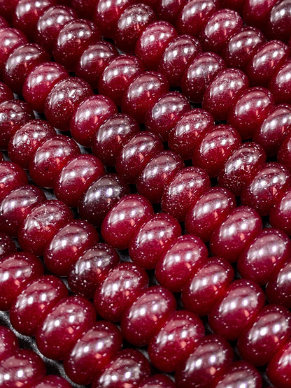 NATURAL Red Jade Gemstone Bead 8x5mm Rondelle Shape Bead, Beautiful Red Color Jade Gemstone Beads, Great Quality Bead Full Strand 15.5"