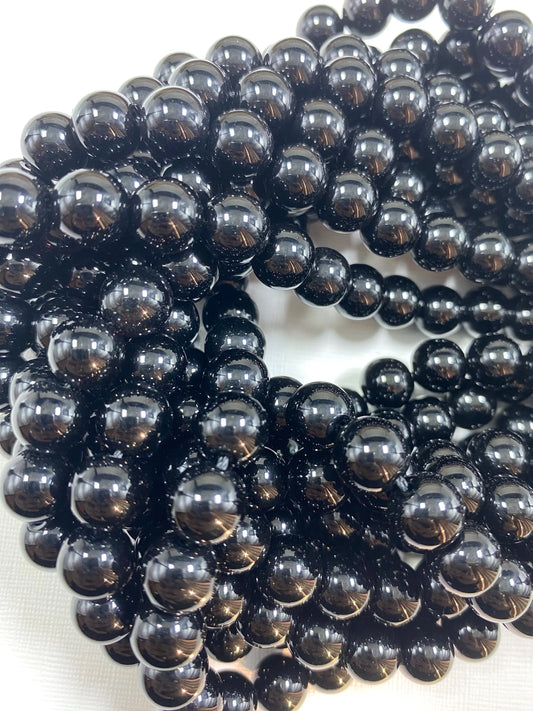 Beautiful Chinese crystal. Smooth Round shape bead. Gorgeous black, great quality crystal full strand