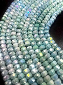 Aqua Glass blue swirl fancy faceted. Unique Chinese crystal Rondelle Beads. 6x10mm