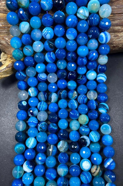 AAA Natural Botswana agate stone bead. Faceted 6mm 8mm 10mm 12mm round bead. Beautiful blue color Botswana gemstone bead! Full strand 15.5”
